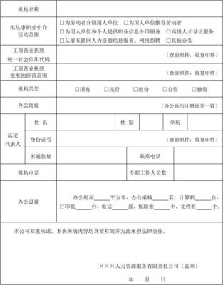 经营性人力资源服务机构从事职业中介活动申请表